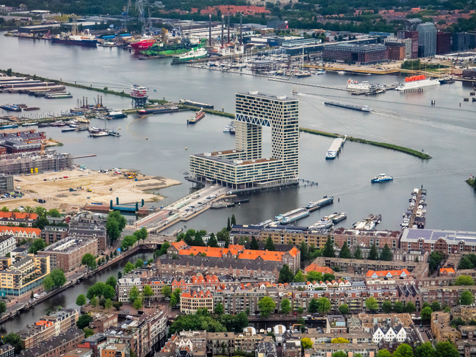 Apartment blocks in Amsterdam in the Netherlands, where house prices rose 7.8% in 2020.