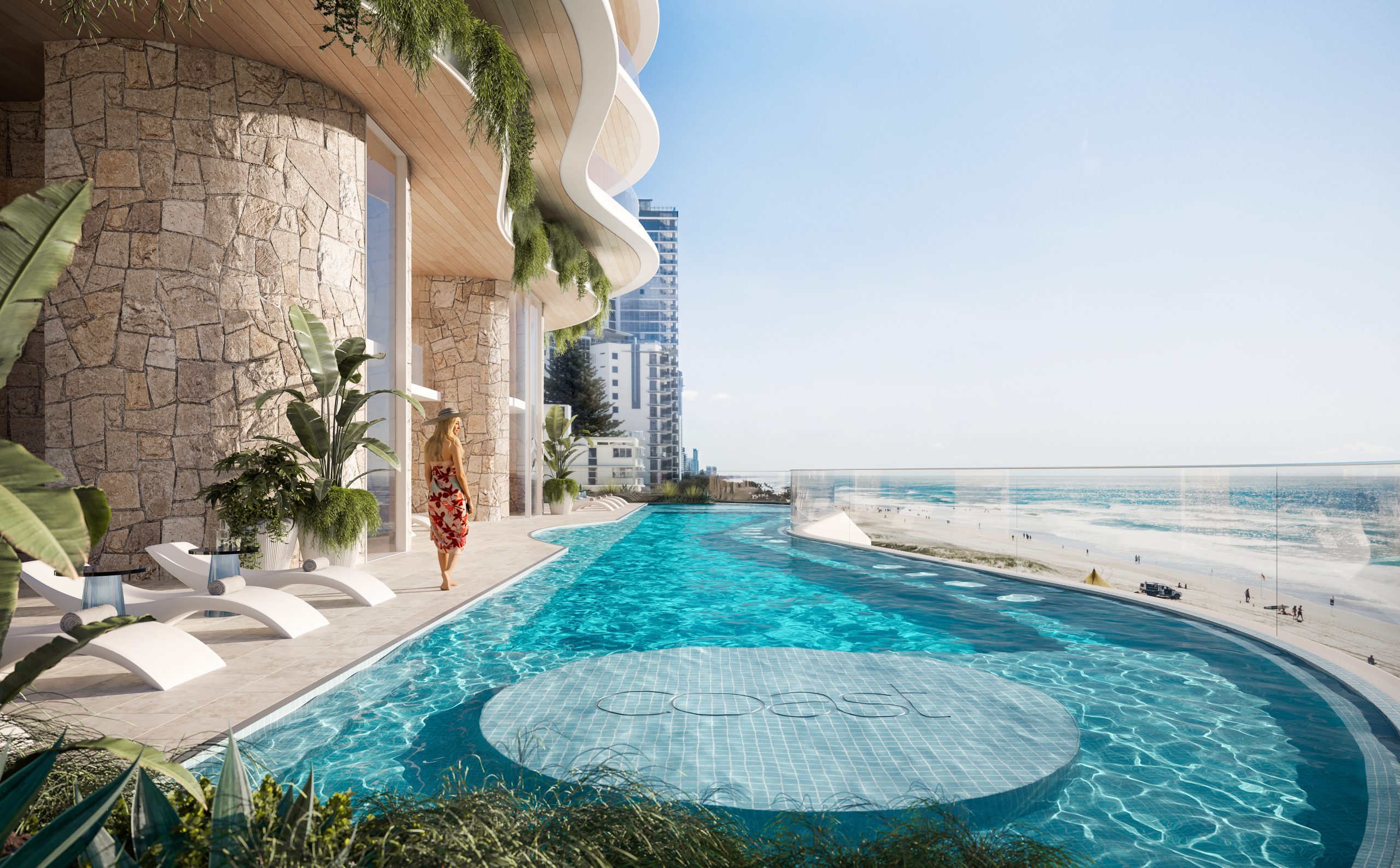 A CGI image of Coast, a luxury development on the Gold Coast prioritising wellness facilities.