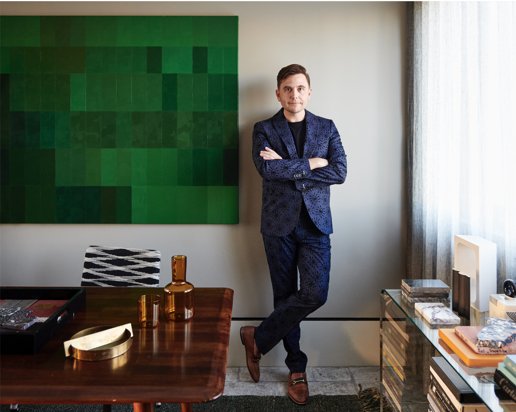 Designer Nic Kaiko in his Sydney apartment. Image: Fiona Susanto