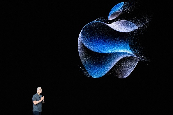TOPSHOT - Tim Cook, chief executive officer of Apple Inc., speaks during a launch event for the new Apple iPhone 15 at Apple Park in Cupertino, California, on September 12, 2023. (Photo by Nic Coury / AFP) (Photo by NIC COURY/AFP via Getty Images)