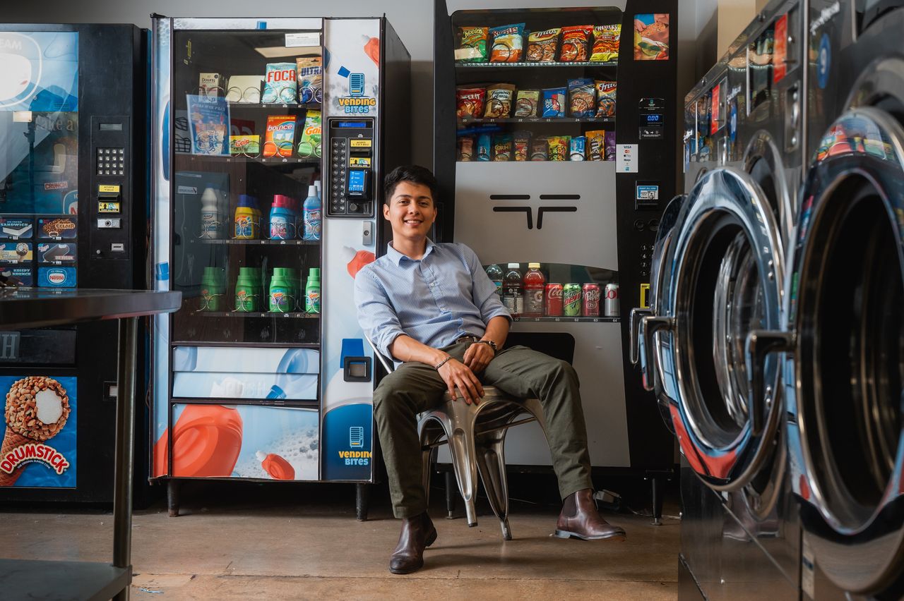 Jaime Ibanez operates 51 vending machines in and around Fort Worth, Texas. These three, located in a laundromat, generate about $700 in monthly sales.