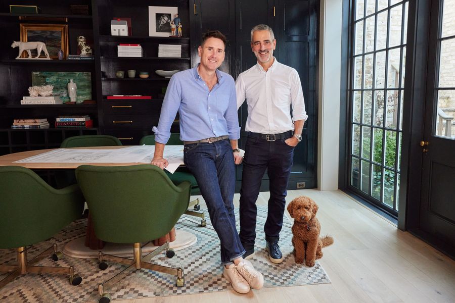 Graybill and Dokos, pictured in 2022, said Rufus prefers living at their East Hampton house on the beach.  PHOTO: RICK WENNER FOR THE WALL STREET JOURNAL
