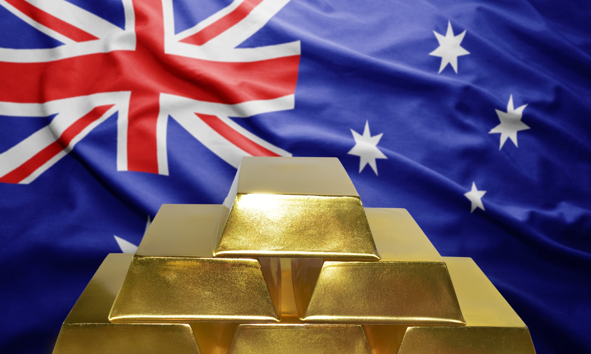 australian flag with gold