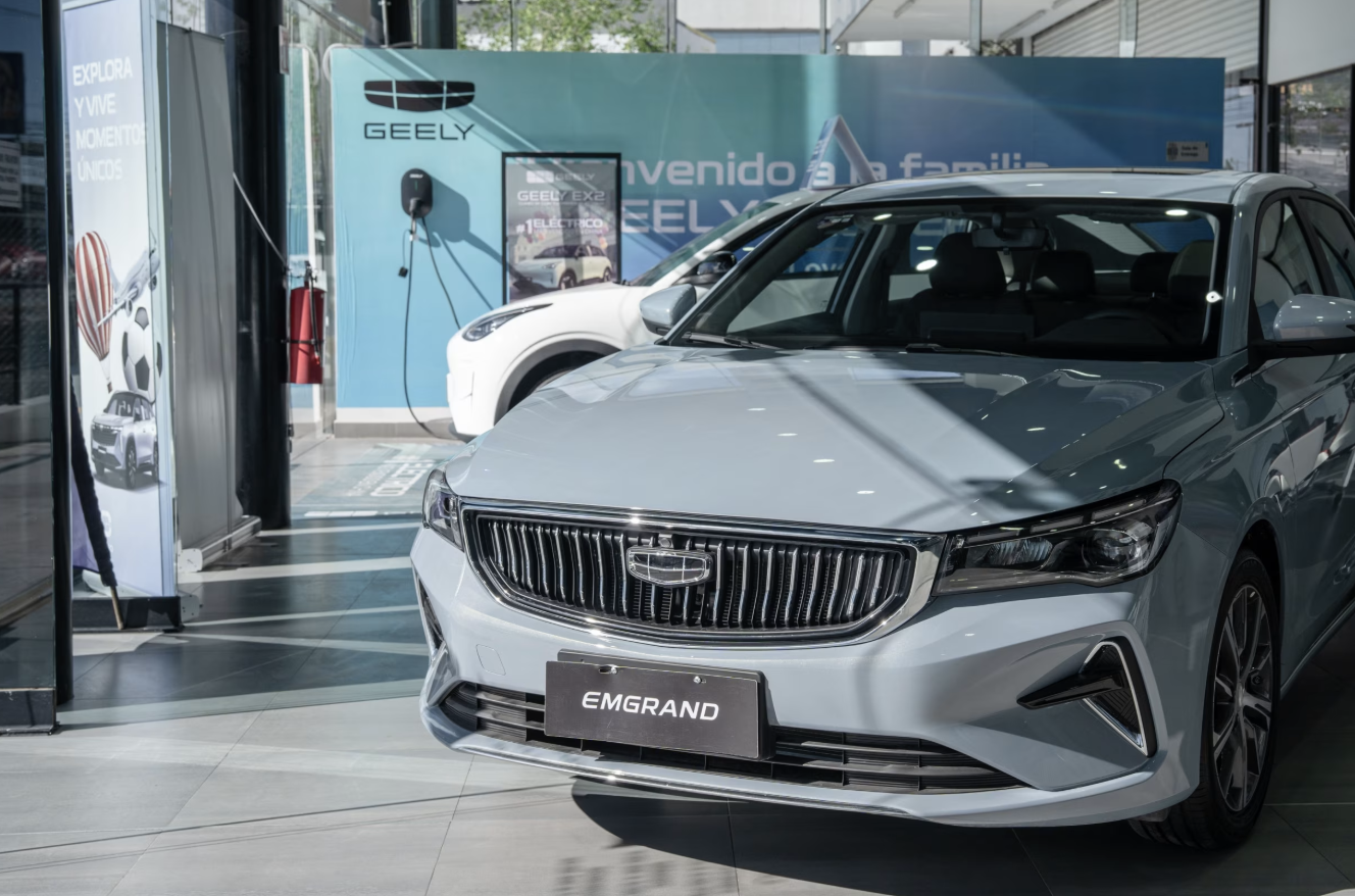 Chinese cars like this Geely at a dealership in Cuidad Juárez can be seen on the streets of El Paso.